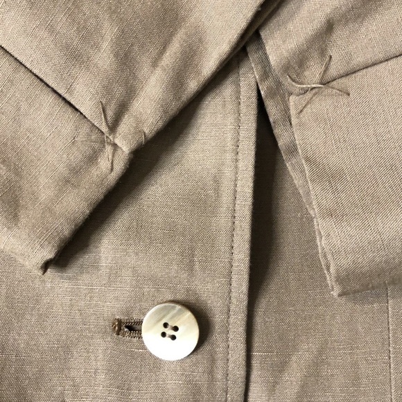 NEW KAREN SCOTT Petites Linen & Cotton Mocha Brown Button Front Blazer Size 10P - Picture 9 of 9